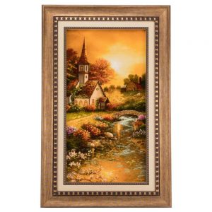 Handmade Pictorial Carpet, cottage landscape design, code 901643