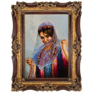 Handmade Pictorial Carpet, Kurdish girl design, code 901760