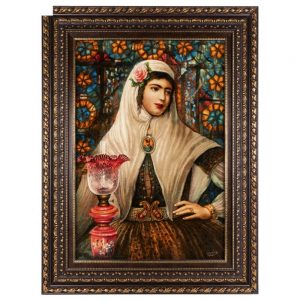 Handmade Pictorial Carpet, Qajar girl model, code 902166