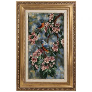 Handmade Pictorial Carpet, bird model and spring flowers, code 902193