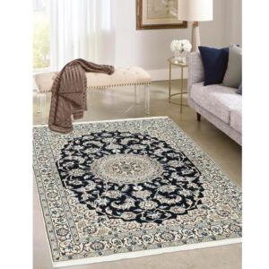 Two-meter hand-woven carpet, Nain silk flower model, code n443094n