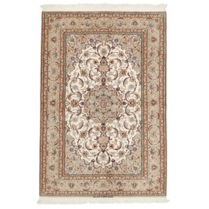 Two and a half meter hand-woven carpet, Isfahan silk flower and silk model, code 442379