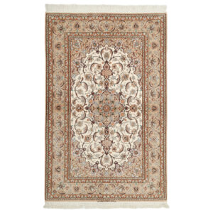 Two and a half meter hand-woven carpet, Isfahan silk weft and flower, code 442382