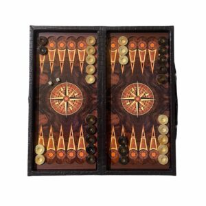 Backgammon leather compass design