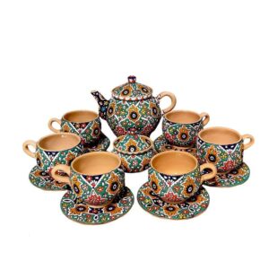 Miscellany / Miscellaneous enameling tea service 14 enameled fabric with embossed design, code 112