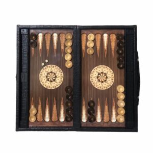 Walnut leather backgammon board with beads