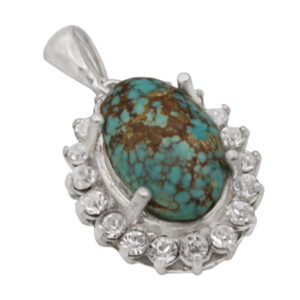 Handmade silver Nishaburi turquoise necklace for women with Taban design