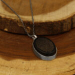 Men’s and women’s handmade silver black agate necklace with simple round design + Imam Javad (AS) amulet + Ayatul Kursi