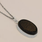 Men’s and women’s handmade silver black agate necklace with simple round design + Imam Javad (AS) amulet + Ayatul Kursi