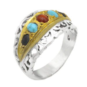 Men’s multi-stone silver ring, Nikdad design