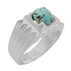 Men’s silver Nishaburi turquoise ring, handmade altar design