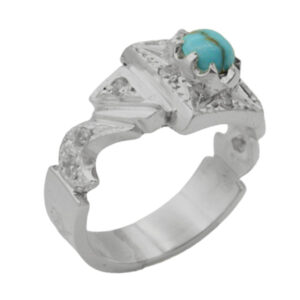 Men’s silver Nishaburi turquoise ring, handmade by Ayhan design