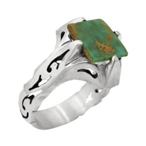 Men’s silver Nishaburi turquoise ring, handmade by Imran design