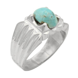 Men’s silver Nishaburi turquoise ring, handmade by Maziar design