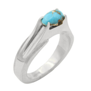 Men’s silver Nishaburi turquoise ring, handmade by Zaniar design