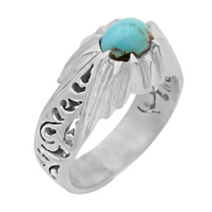 Men’s silver Nishaburi turquoise ring, handmade, honesty design