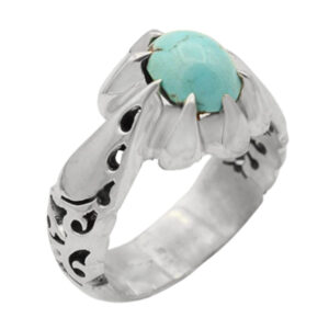 Men’s silver Nishaburi turquoise ring, handmade, Hoten design