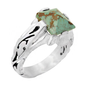 Men’s silver Nishaburi turquoise ring, handmade, popular design