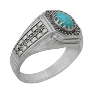 Men’s silver Nishaburi turquoise ring, Rahavard design