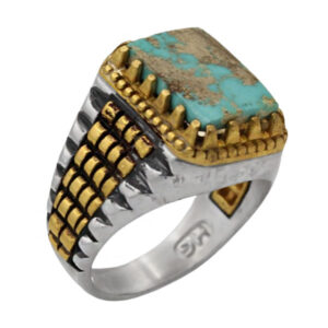 Men’s silver Nishaburi turquoise ring, Rolex design