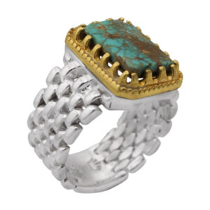 Men’s Silver Nishaburi turquoise ring, Silvan design