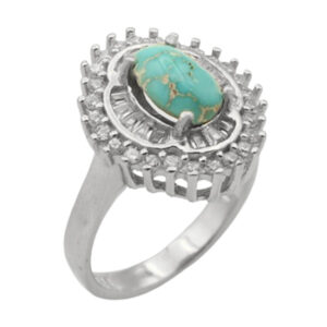 Nishaburi silver turquoise ring for women, Ava design