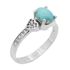 Nishaburi silver turquoise ring for women with water fairy design