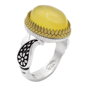 Sharaf Al-Shams silver men’s ring with Ilan 2 round gold design + engraving