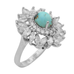 Silver Nishaburi turquoise ring for women, Mona design