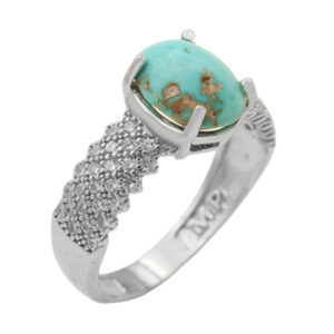 Silver Nishaburi turquoise ring for women, Soheila design