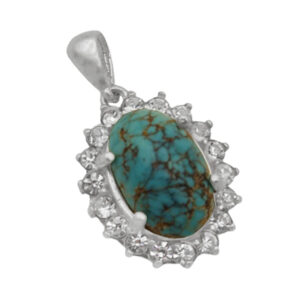 Turquoise Nishaburi silver necklace for women, Cebu design