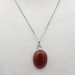 Women’s and men’s silver red agate necklace, Mahziar design + amulet of Imam Javad (AS) + Torbat of Imam Hossein (AS)