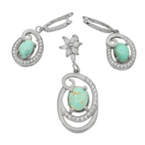 Women’s half-set of silver Nishaburi turquoise, handmade design