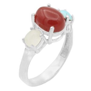 Women’s multi-stone silver ring with lasso design