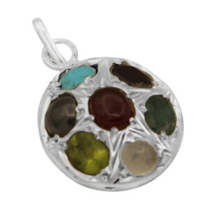 Women’s silver necklace with many gems, the original design of Manji + amulet of Imam Javad (AS)