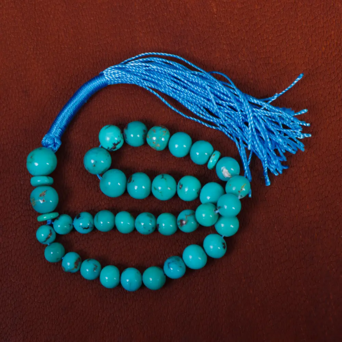 Genuine Turquoise Stone Treasure Tasbih (Islamic prayer beads), 33 beads