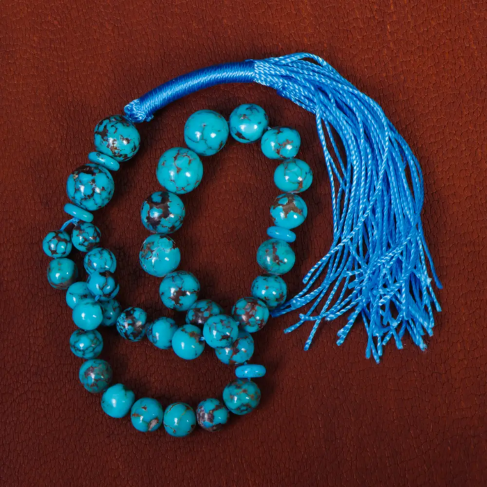 Authentic Turquoise (firoozeh) Reflection Tasbih Prayer, 33 beads