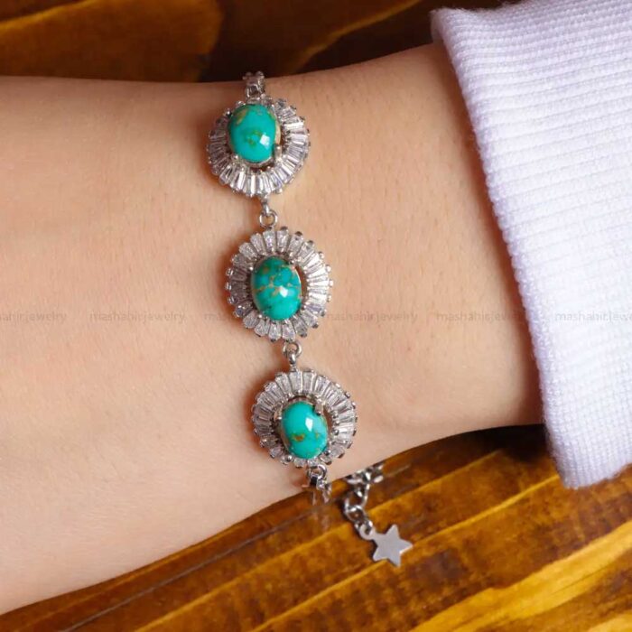 Artisan Iranian Turquois Bracelet for Women’s on Silver- Limited Edition