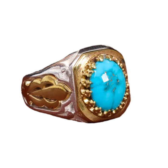 Men’s Silver Ring with Nishaburi Turquoise - Signature Collection, Code 19496