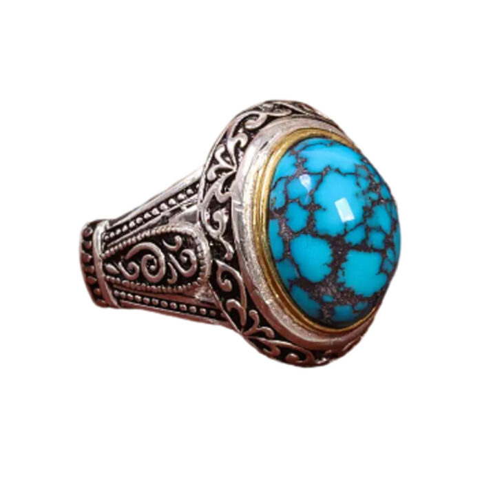 Men’s Silver Ring with Nishaburi Turquoise - Perfect Gift, 19499