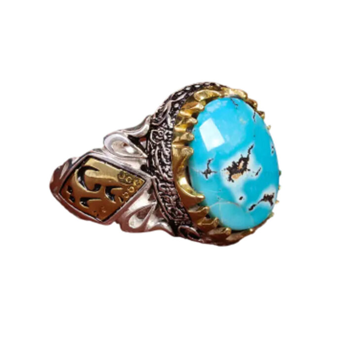 Men’s Silver Ring with Nishaburi Turquoise - Style Statement, Code 19502