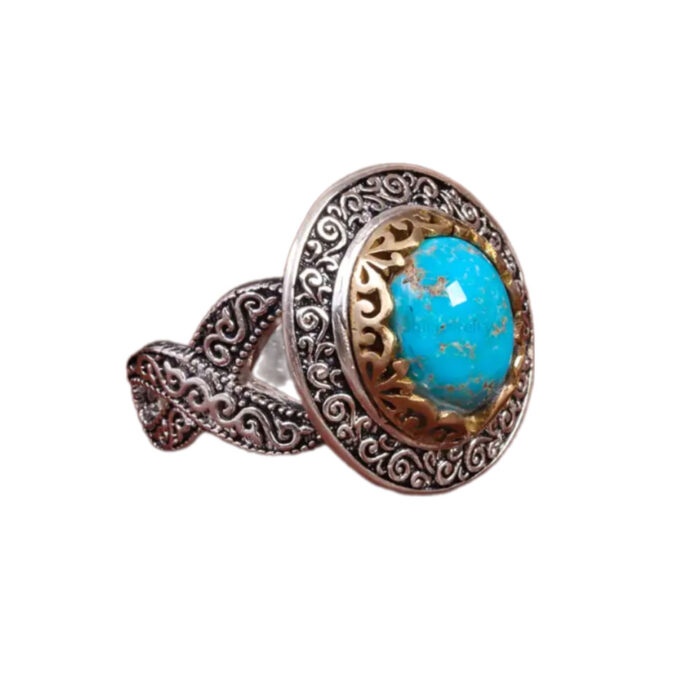 Real Bespoke Nishaburi Turquoise Men’s Silver Ring