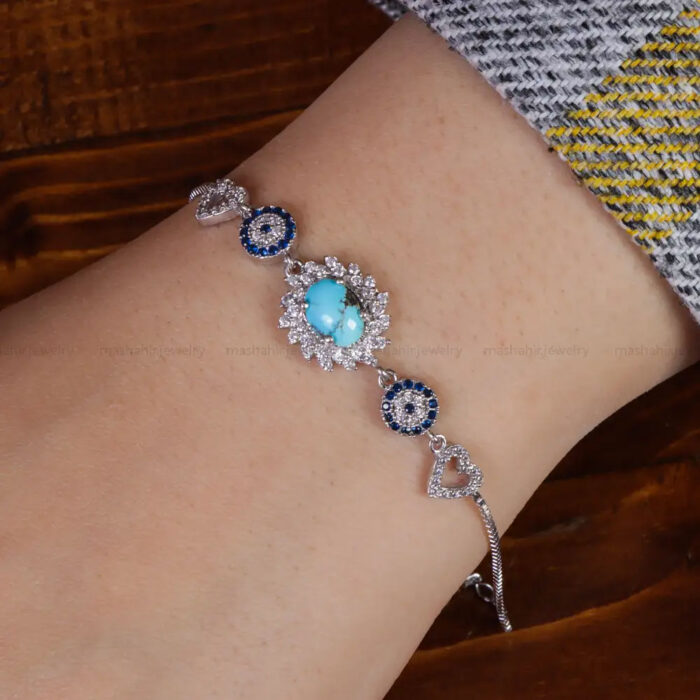 Exclusive Nishaburi Turquoise Stone Bracelet for Women’s on 925 Silver