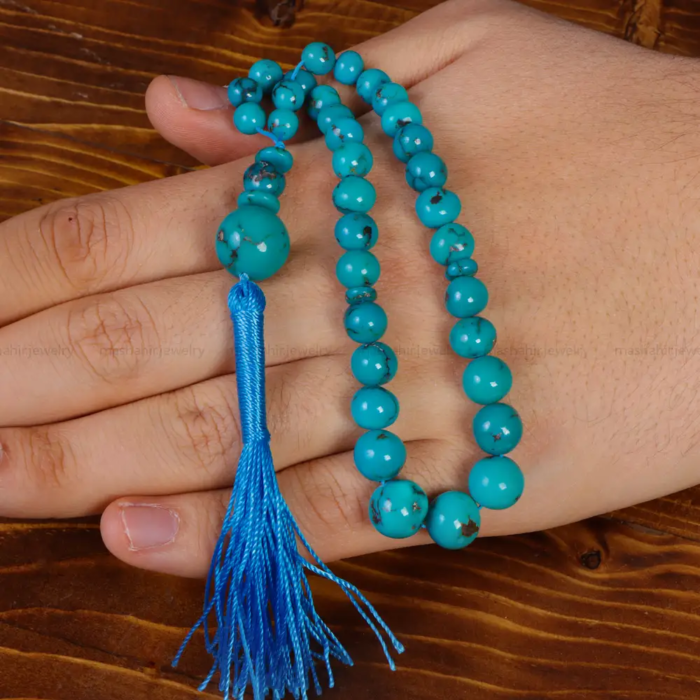 Artisanal Turquoise Meditation Tasbih (Islamic prayer beads), 33 beads