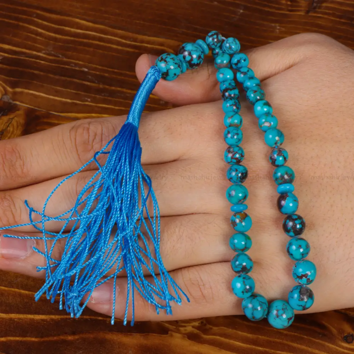 Authentic Turquoise (firoozeh) Reflection Tasbih Prayer, 33 beads