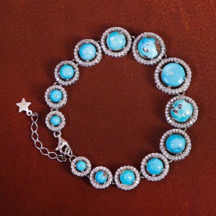 Artisanal Natural Turquoise Stone Bracelet for Women’s on 925 Silver