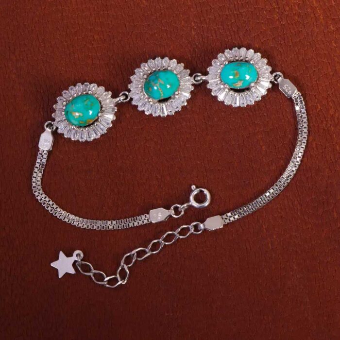 Artisan Iranian Turquois Bracelet for Women’s on Silver- Limited Edition