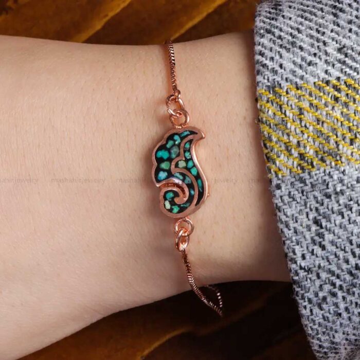 Firooze Bracelet Splendor, Shajari Turquoise on Copper bracelet