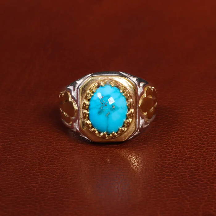 Men’s Silver Ring with Nishaburi Turquoise - Signature Collection, Code 19496