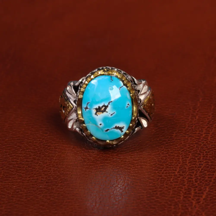 Men’s Silver Ring with Nishaburi Turquoise - Style Statement, Code 19502